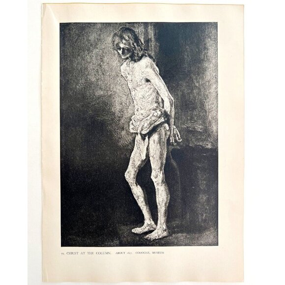 Rembrandt 1944 Jesus Christ At The Column Gravure Phaidon Art Print DWU9 - Picture 2 of 2